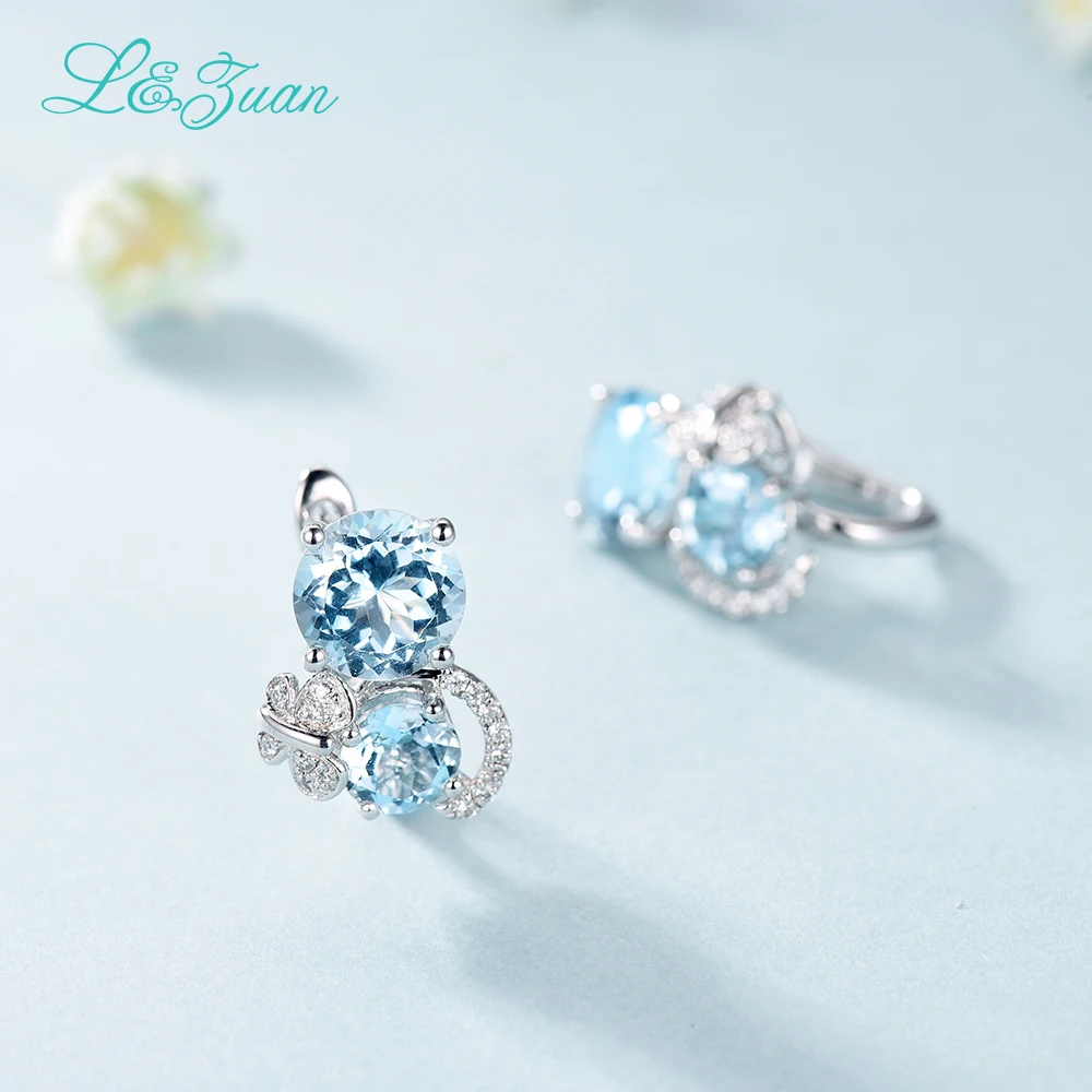 L& zuan 6.7ct двойной Натуральный топаз серьги гвоздики для женщин 925 стерлинговые серебряные серьги в виде бабочек Изящные женские ювелирные изделия подарок