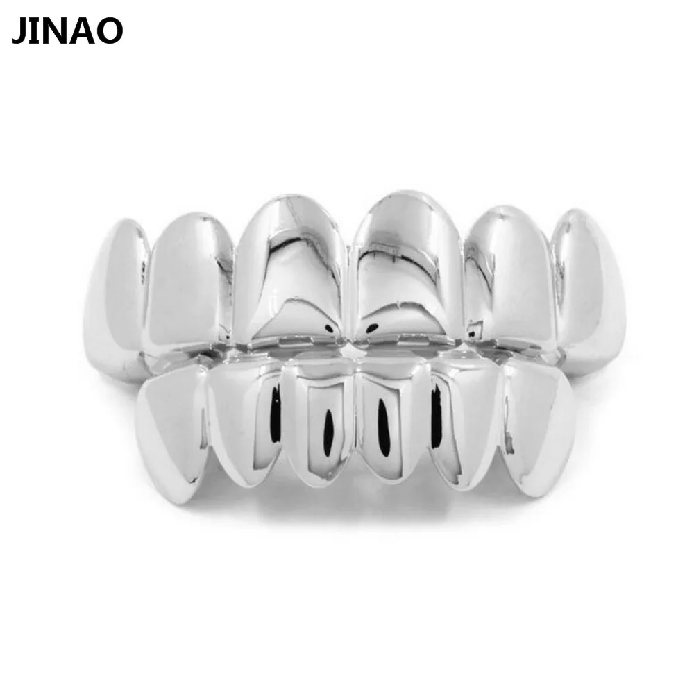 JINAO 12 комплектов позолоченные хип-хоп ЗУБЫ грили крышки верхней и нижней гриля набор для рождества вампира золотые зубы Grillz