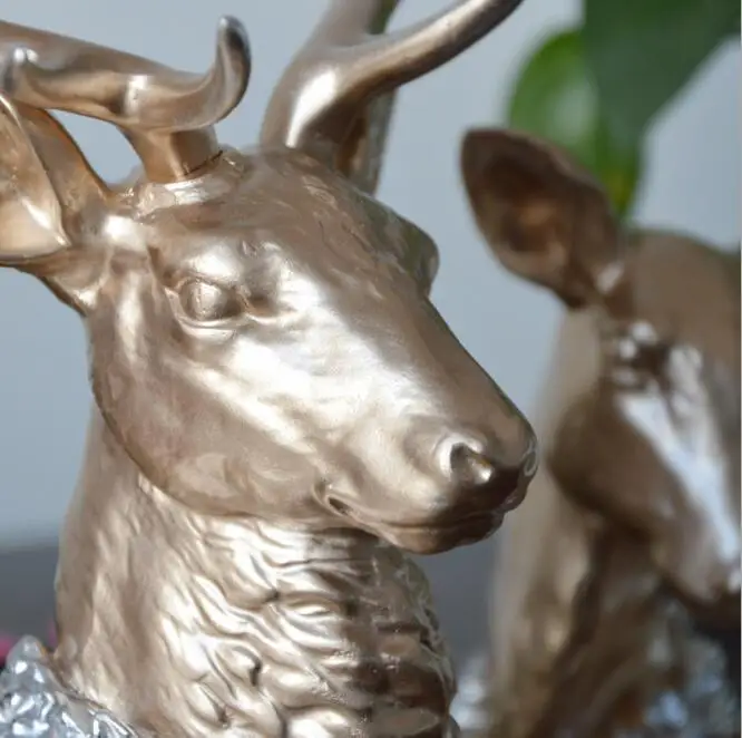 2PCS American Creative Retro Deer Couple elk Ornaments Livingroom Desktop Resin Crafts Home Furnishings Christmas Decoration | Дом и сад