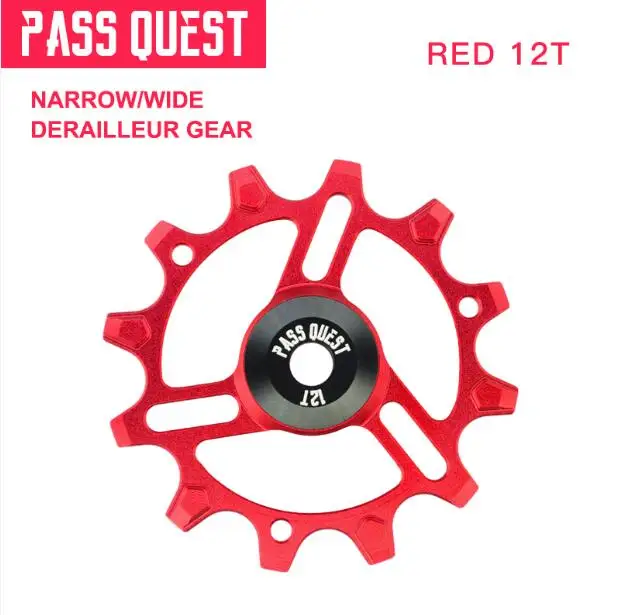 Пройти QUEST 12 T MTB велосипедный подшипник Натяжные колеса Горный алюминиевый задний переключатель передач велосипедный шкивы For9-12 задний переключатель скорости - Цвет: Красный