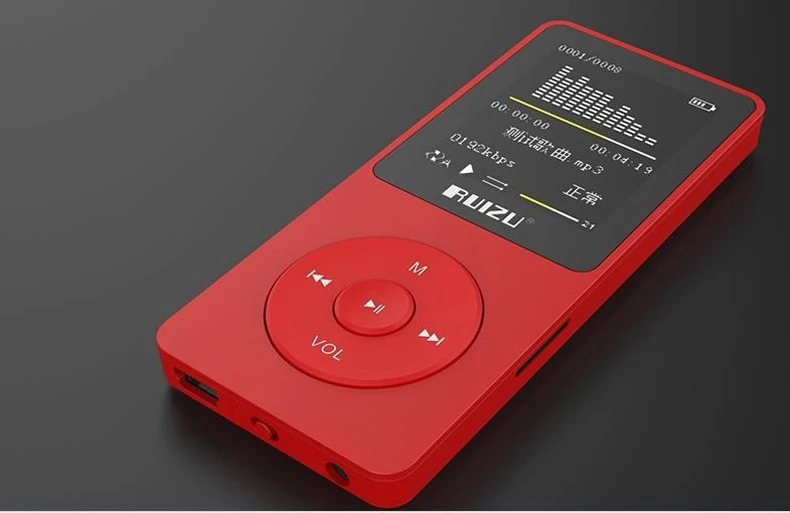Ультратонкий MP3 музыкальный плеер 4 ГБ для хранения 1,8 дюймов экран может воспроизводить 80 часов RUIZU X02 с FM, электронной книгой, диктофоном