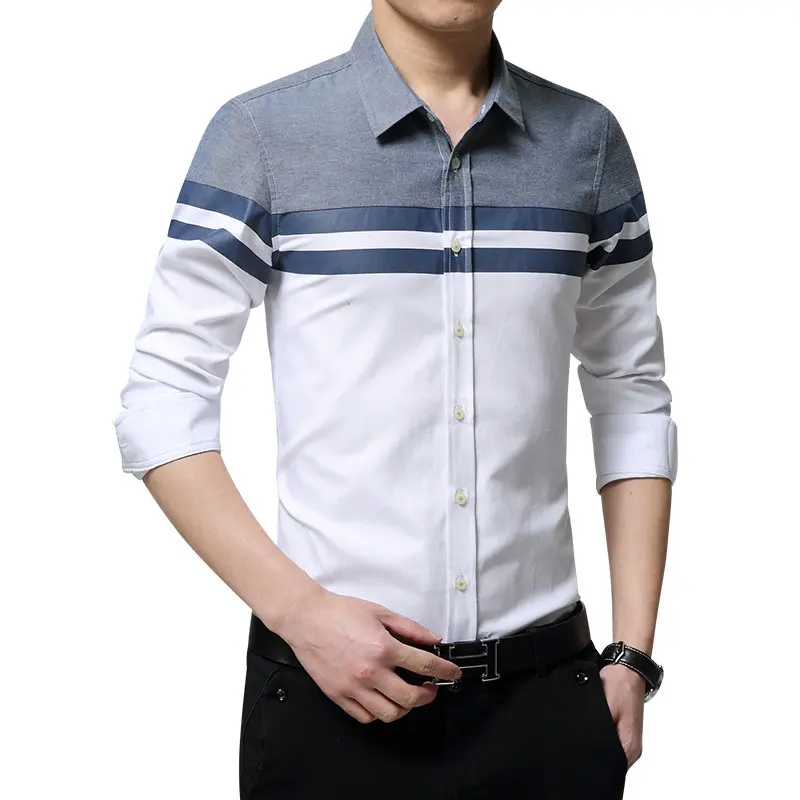 

hot sale men shirts fashion match color 100% cotton men long sleeve slim fit masculina social blouse dress shirt AYG185