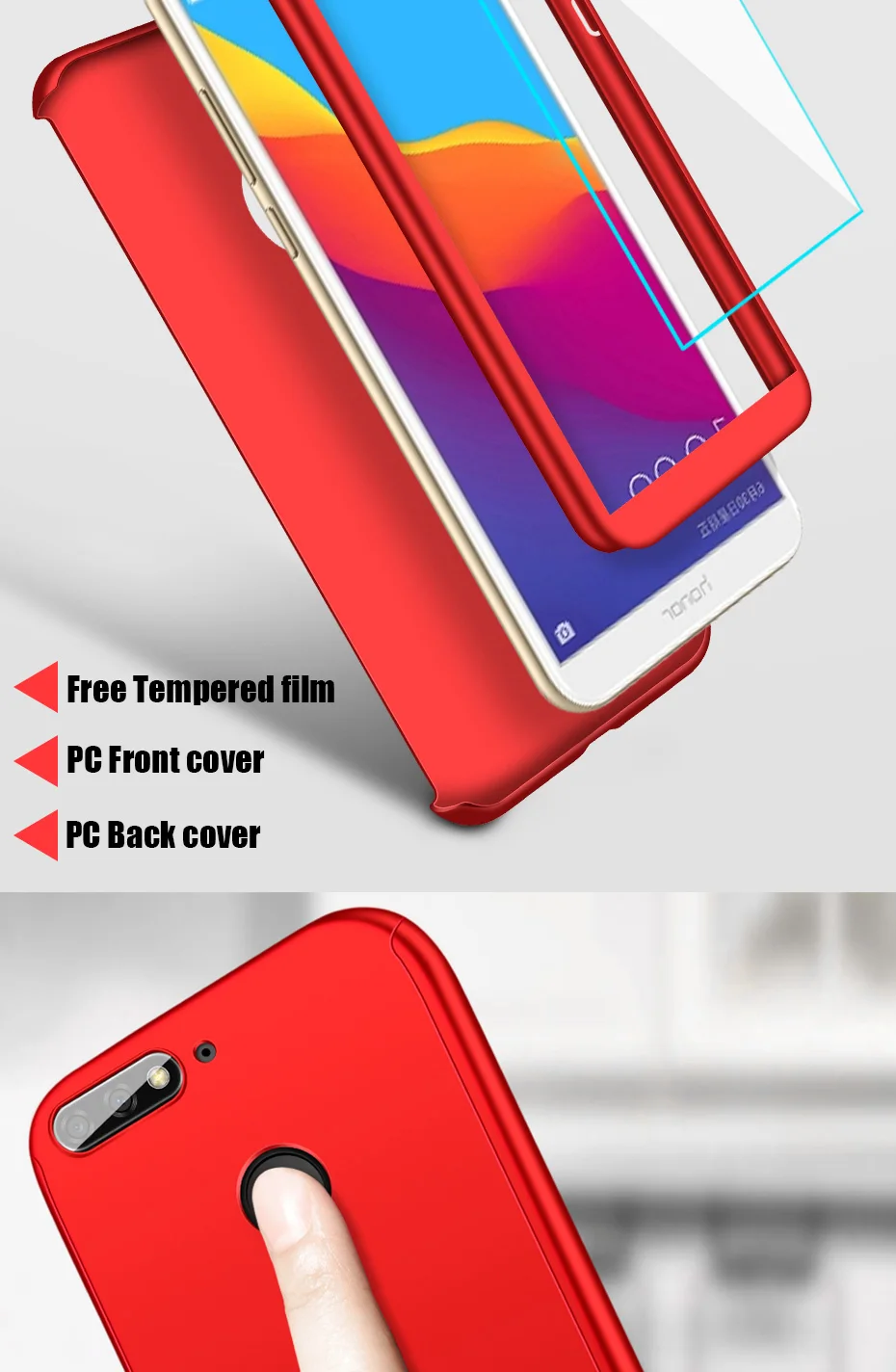 360 Полный Защитный чехол для Huawei Y7 Y6 pro P20 P30 Lite рro P8 P9 P10 Lite Honor 7A 7C 8 9 lite 10 чехол для телефона с Стекло