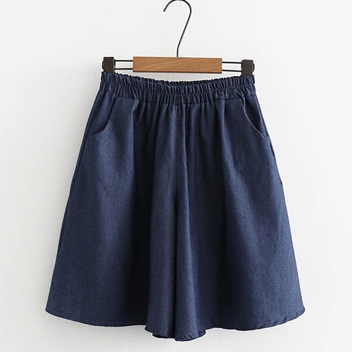 dark blue Surmiitro Harajuku летние джинсовые шорты женские модные повседневные корейские женские широкие Капри с высокой талией джинсовые шорты для женщин - Цвет: dark blue