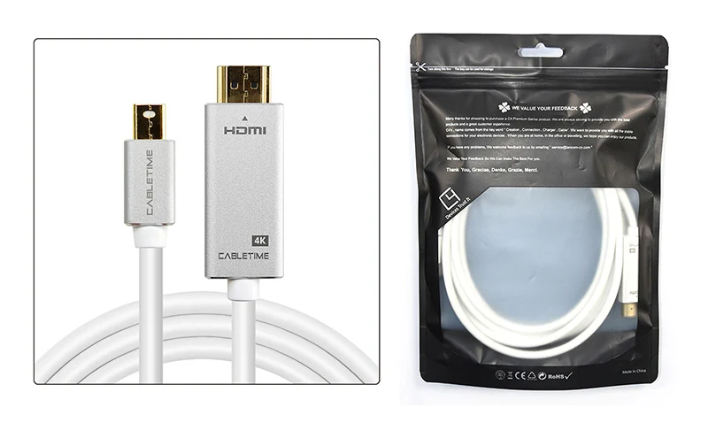 Кабель Thunderbolt Mini display port to HDMI кабель 4K DP to HDMI display port кабель для 1080P ТВ lenovo компьютер MacBook N173