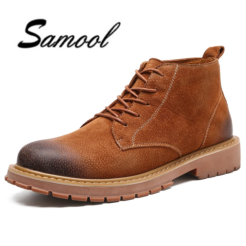 Genuine Leather Men Outdoor Autumn High Quality Adult Boots Fashion Footwear Lace Up Shoes Vintage XX4 |