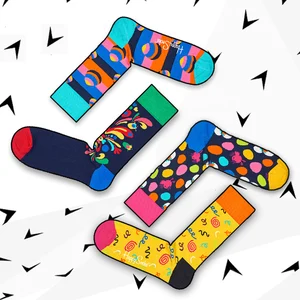 Носки женские, хлопок счастливые мужские носки, 1 пара = 2 шт. ms04, в британском стиле, повседневные, новинка художественная