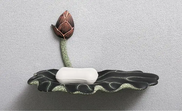 Modern 3D Resin Lotus Wall Hanger Wall Mural Ornaments Bathroom Soap Hook Wall Hanging Crafts Home Livingroom Wall Sticker Decor