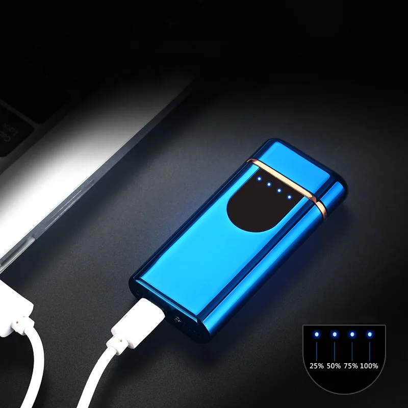 LED Fingerprint Touch Switch Ignition Power Balance Display Creative Lighter USB Charging Electronic Windproof | Дом и сад