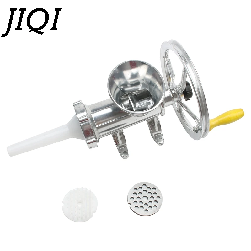 JIQI Hand Crank Meat Grinder Slicer Manual Sausage Stuffer Filler Machine Mincer Aluminum Alloy Noodle Cutter Nut Miller Chopper |