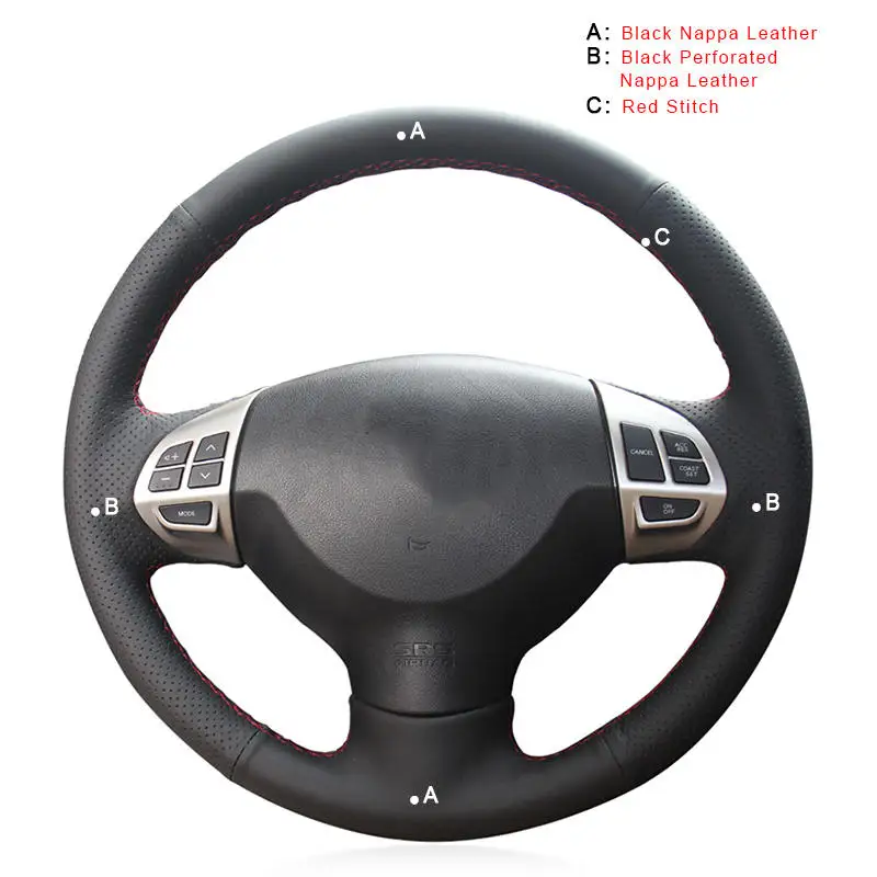 Top Layer Leather Автомобильная Оплетка на руль для Mitsubishi Lancer X 10 2007- Outlander 2006-2013 ASX 2010-2013 авто крышка колеса - Название цвета: Top Layer Leather