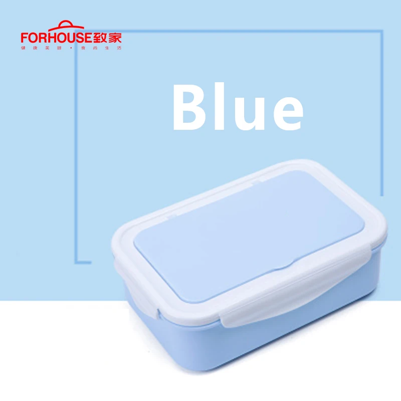 Blue lunch box 1400 мл японский контейнер для хранения еды Bento с ложками палочки для еды для детей - Цвет: Blue lunch box