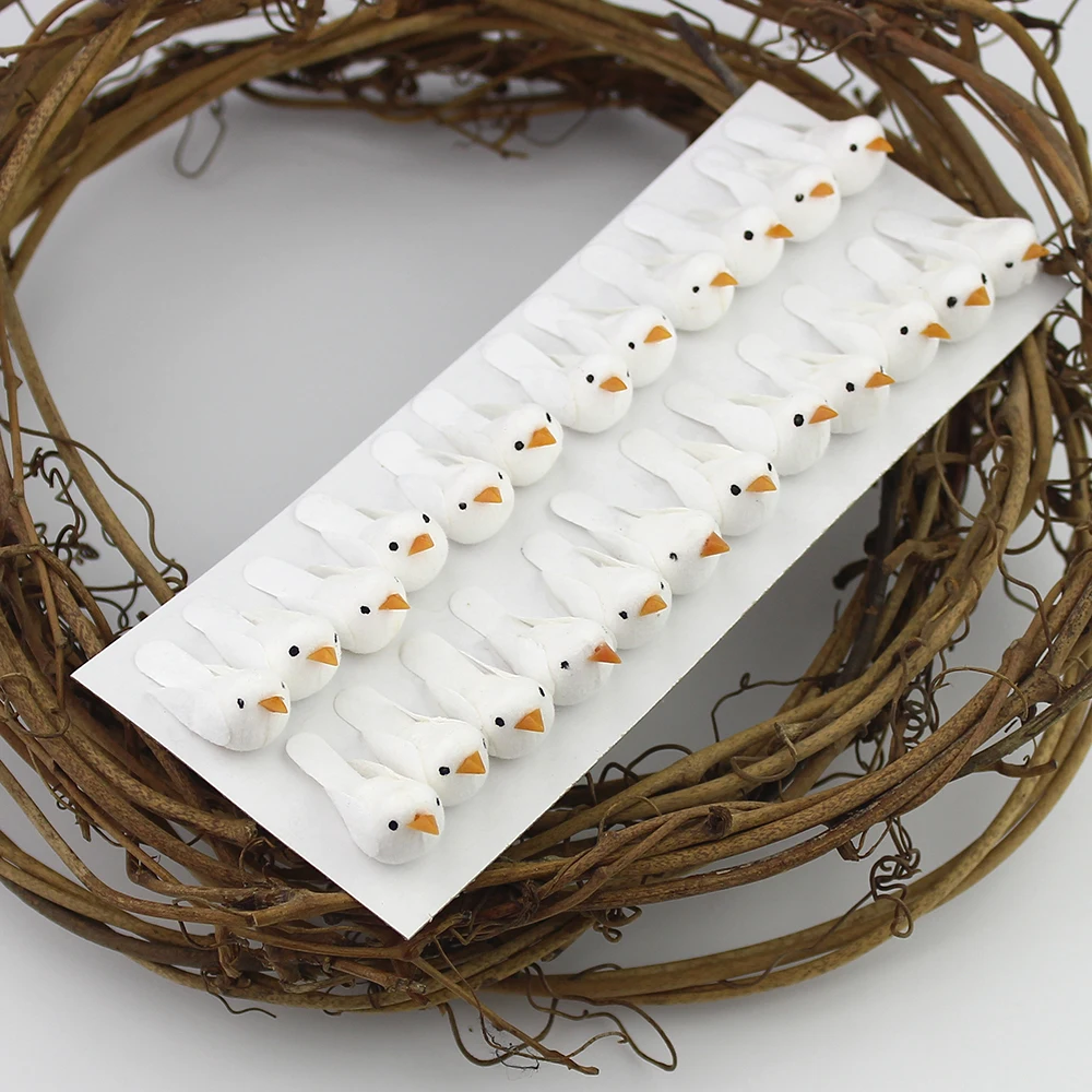 HUADODO 24 шт. искусственные мини-птицы из белой пены для миниатюрного сада домашнего