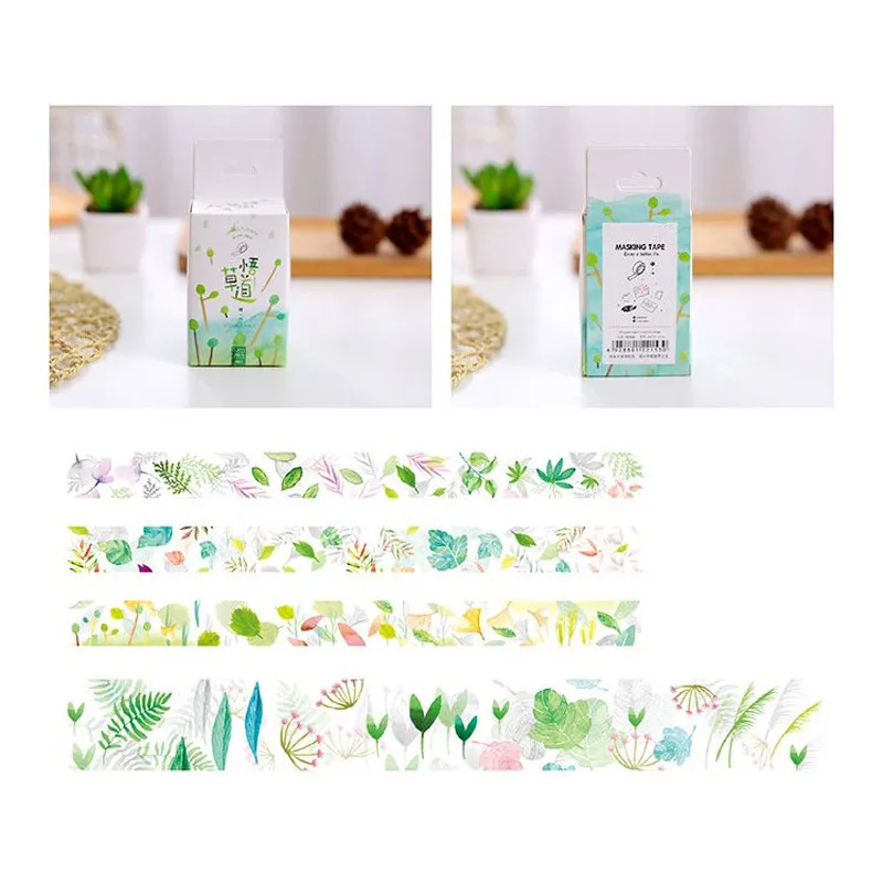 Джейми Примечания листья и трава серии васи Клейкие ленты 4 рулона/мешок