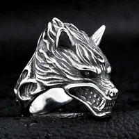 316l stainless steel steam ram men punk ring wolf powerful skull man band gothic rings jewelry gift for him