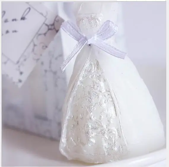 200pcs Elegant white bride dress wedding candle gifts favors for party decorations supplies free shipping | Дом и сад