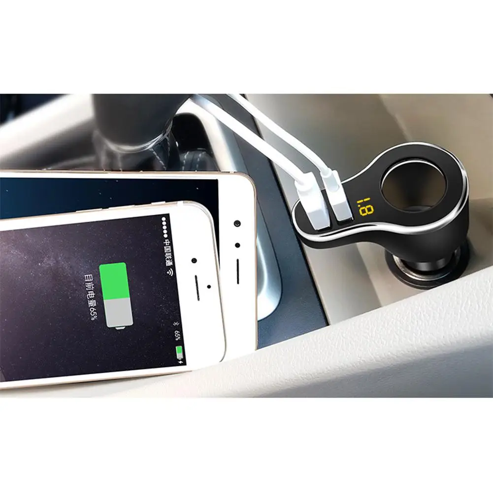 Двойной Переходник USB для зарядки в машине Быстрая зарядка с Volmeter прикуриватель
