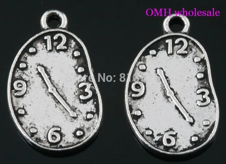 OMH оптовая продажа 10 шт. античное серебро тибетские серебряные часы и Подвеска