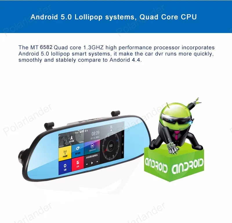 Видеорегистратор 3G автомобильный 7 дюймов Android 5 0 два объектива FHD 1080P Bluetooth Wi Fi FM GPS