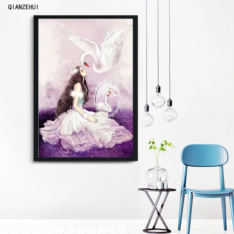 QIANZEHUI Стразы DIY пластиковые поделки алмазная лебедь для девочек квадратная