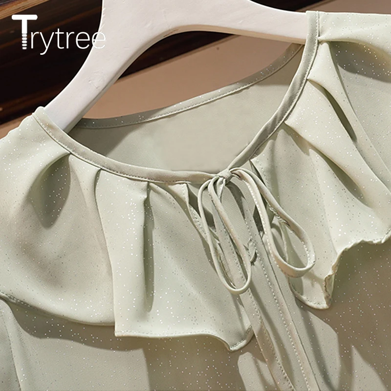 Trytree летний женский костюм из двух предметов Повседневное рюшами Топы с