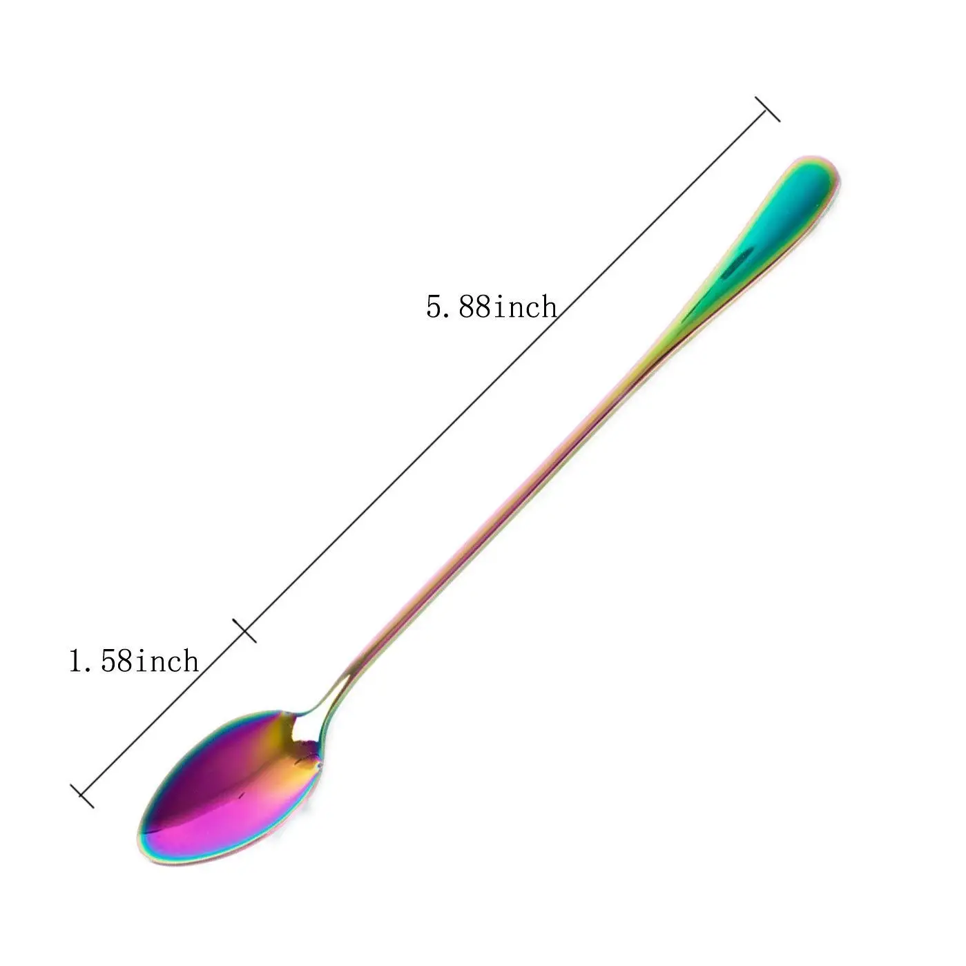 Long-Handled Ice Tea Spoon, Cocktail Stir Spoons, Stainless Steel Coffee Spoons, Colored Ice Cream Scoop Set Of 8