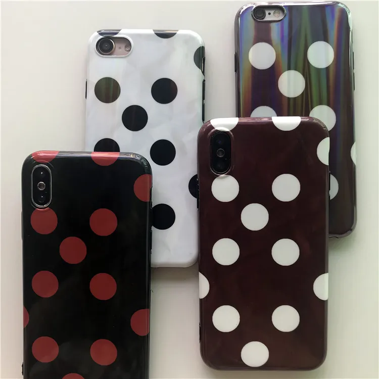 Чехол в горошек винно-красный для iPhone X чехол 8 Plus телефона 6 7 6s XS 7P P 6SP модный