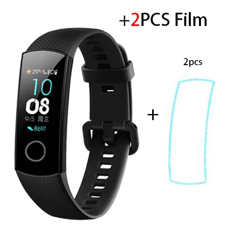 add 2pcs film Смарт-браслет huawei Honor Band 5, Монитор кислорода в крови, магический цветной сенсорный экран, для измерения пульса, сна, сна - Цвет: add 2pcs film
