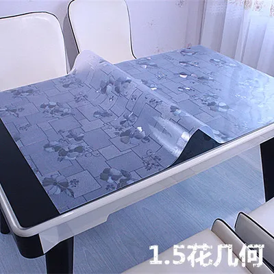 1.5mm 1,5 ТОЛСТАЯ ПВХ скатерть Хрустальная доска мягкое стекло подстилки домашний текстиль водонепроницаемый маслостойкий прямоугольный стол покрытие защита - Цвет: 1.5mm