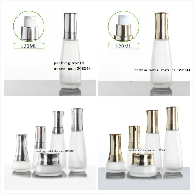 120 мл матовая стеклянная бутылка с серебряным/золотой флакон помпой крышкой для