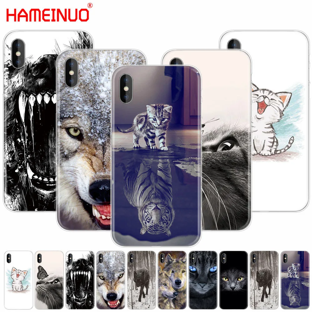 Чехол для мобильного телефона hameynuo cat wolf animal iphone X 8 7 6 4 4S 5 5S SE 5c 6s plus|Бамперы| |