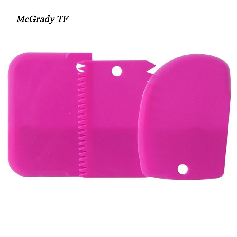3 шт./набор Инструменты для выпечки кондитерских изделий пластиковый нож для теста, скребок для мастики, декоративная простая разглаживающая лопатка ножи для тортов - Цвет: rose red