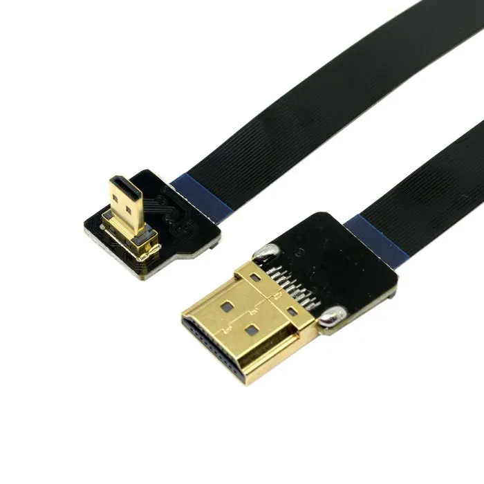 

Chenyang Down Angled 90 Degree FPV Micro HDMI-compatible Male to HDMI-compatible Male FPC Flat Cable 50cm for Multicopter Aerial