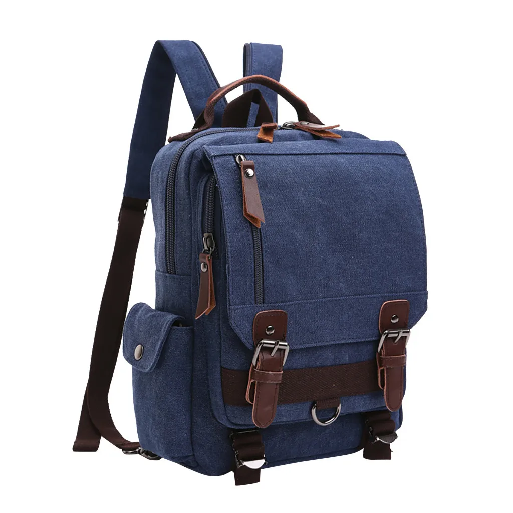 Dark Blue Aelicy, унисекс, Винтажный дизайн, школьная сумка, однотонный, высокое качество, Холщовый Рюкзак, для путешествий, большая емкость, многофункциональные сумки Rugzak - Цвет: Dark Blue