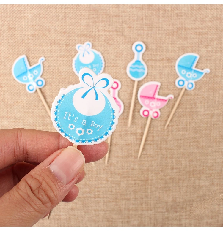 Lincaier 18 шт украшения для кексов Babyshower мальчик девочка вечерние украшения его девушка для вечеринки в честь рождения мальчика поставки пол раскрывает