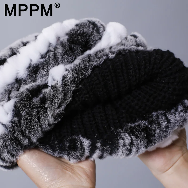 MPPM русская зимняя вязаная шапка из кроличьего меха Женская Подлинная женская