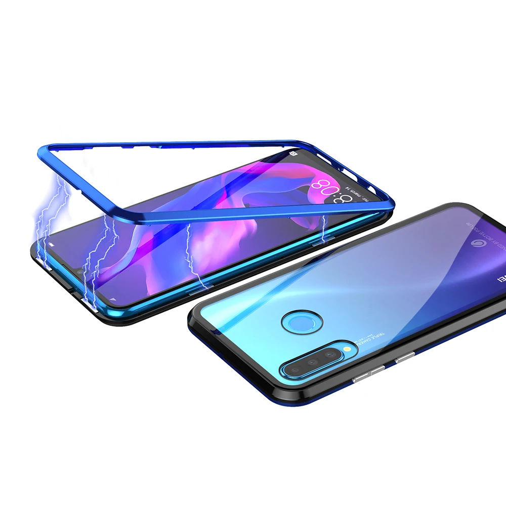 Роскошный магнитный металлический бампер чехол для huawei P30 Pro чехол 360 прозрачное стекло полный корпус чехол для телефона для huawei P30 P30 lite