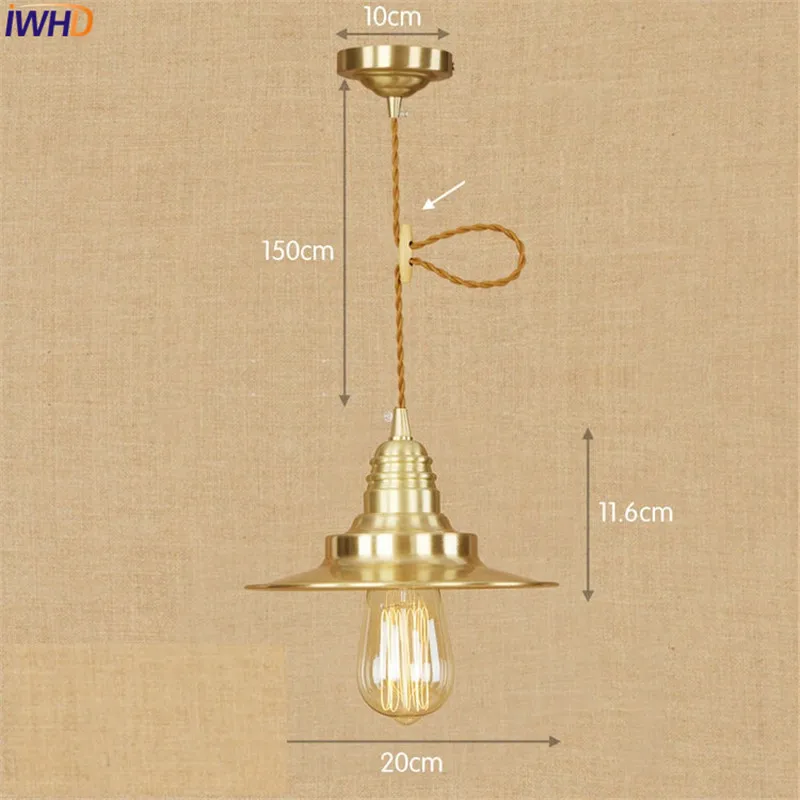 

American LED Pendant Lights Fixtures Bedroom Dinning Room Nordic Copper Vintage Pendant Lighting Hanging Light Luminaire