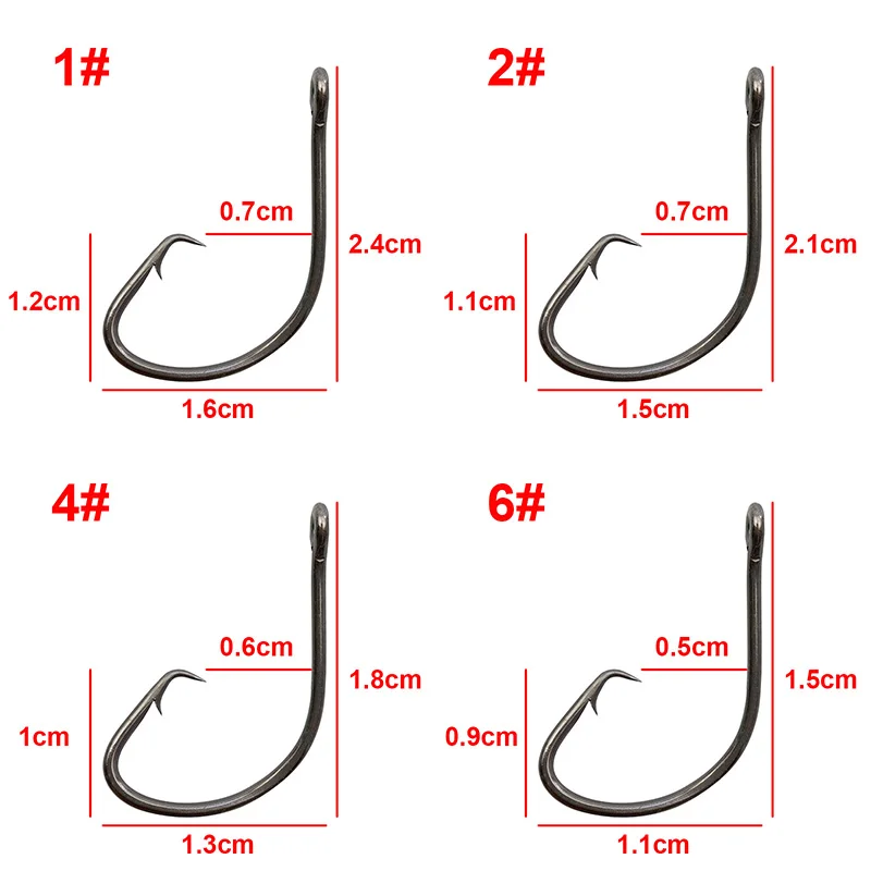Бесплатная доставка 170 шт. 4 размеры черные рыболовные крючки спорт круг 7381 малый