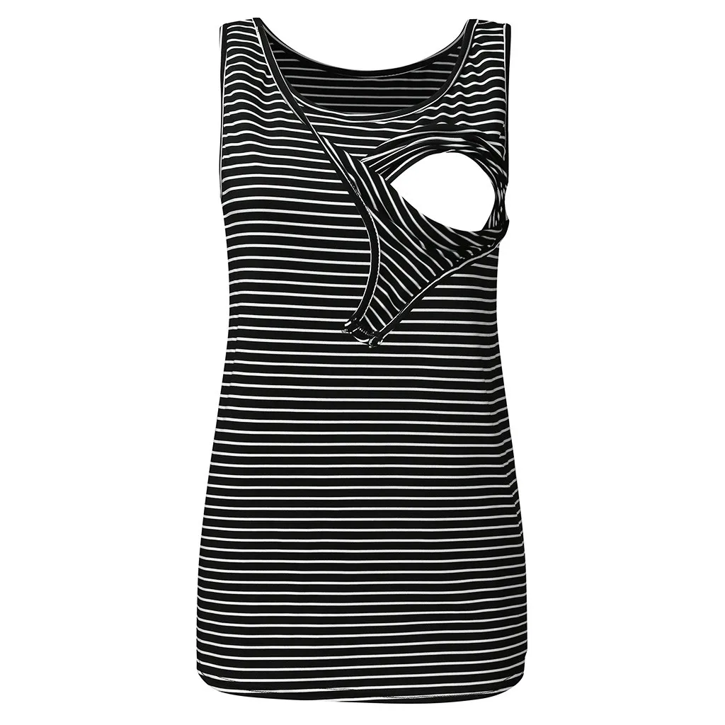 

Women Pregnancy Breastfeeding Clothes Womens Clothing Pregnant Nusring Maternity Sleeveless Tops Vest Solid Stripe Blouse Tops