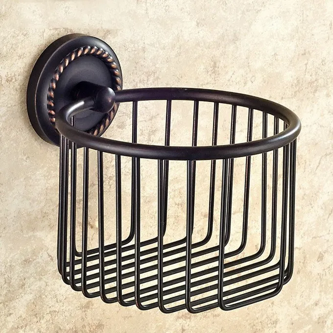 

Black Oil Rubbed Brass Carved Art Pattern Wall Mounted Bathroom Toilet Paper Roll Basket Holder Bathroom Accessory mba217