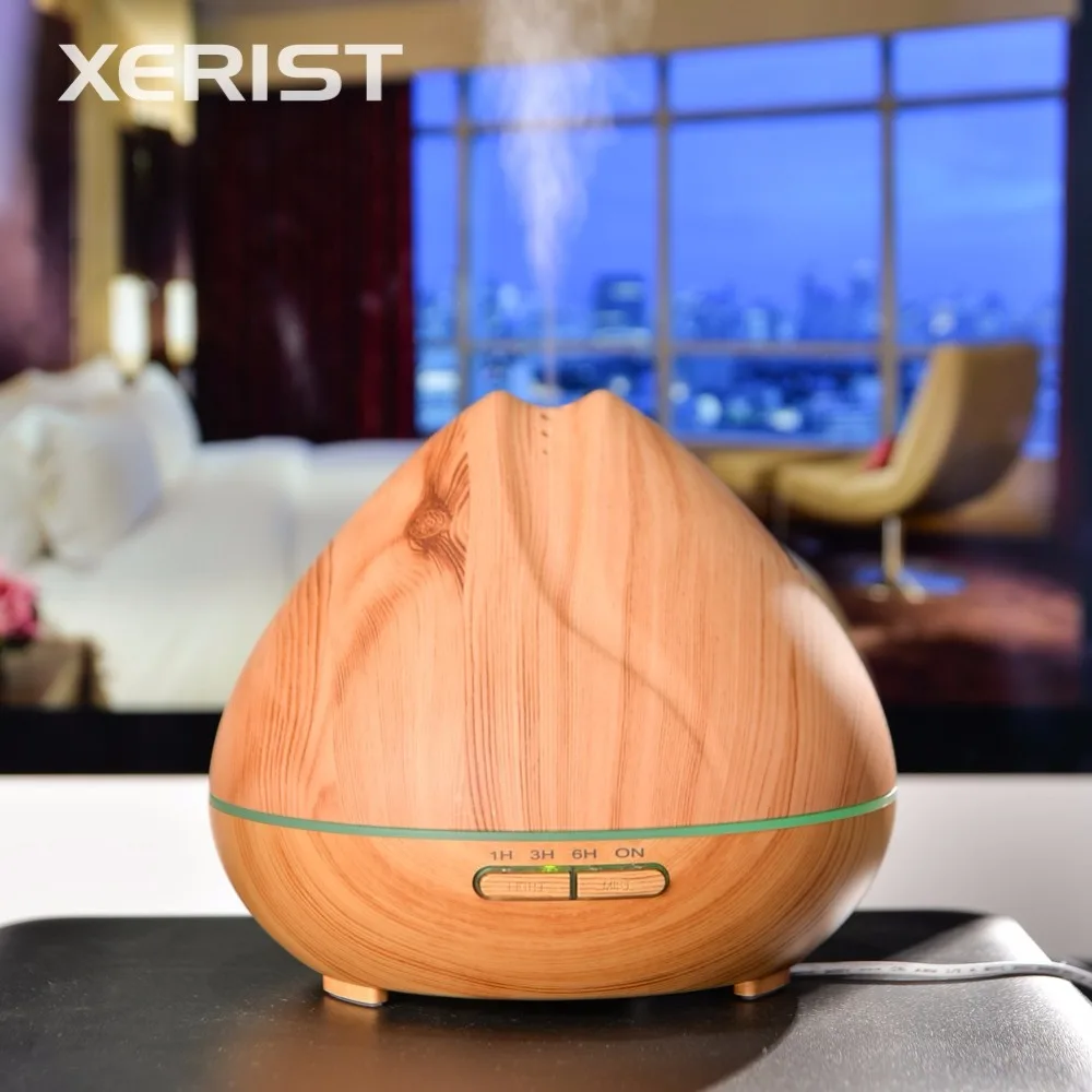 400ml Ultrasonic Aroma Diffuser, Wood Grain Aromatherapy Essential Oil Cool Mist Humidifier for Large Room