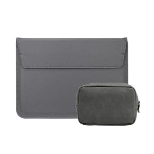 gray sets Популярная кожаная сумка для ноутбука Macbook Air 13 Pro retina 11 12 13,3 15 15,4 Сенсорная панель чехол подставка для ноутбука чехол+ блок питания - Цвет: gray sets