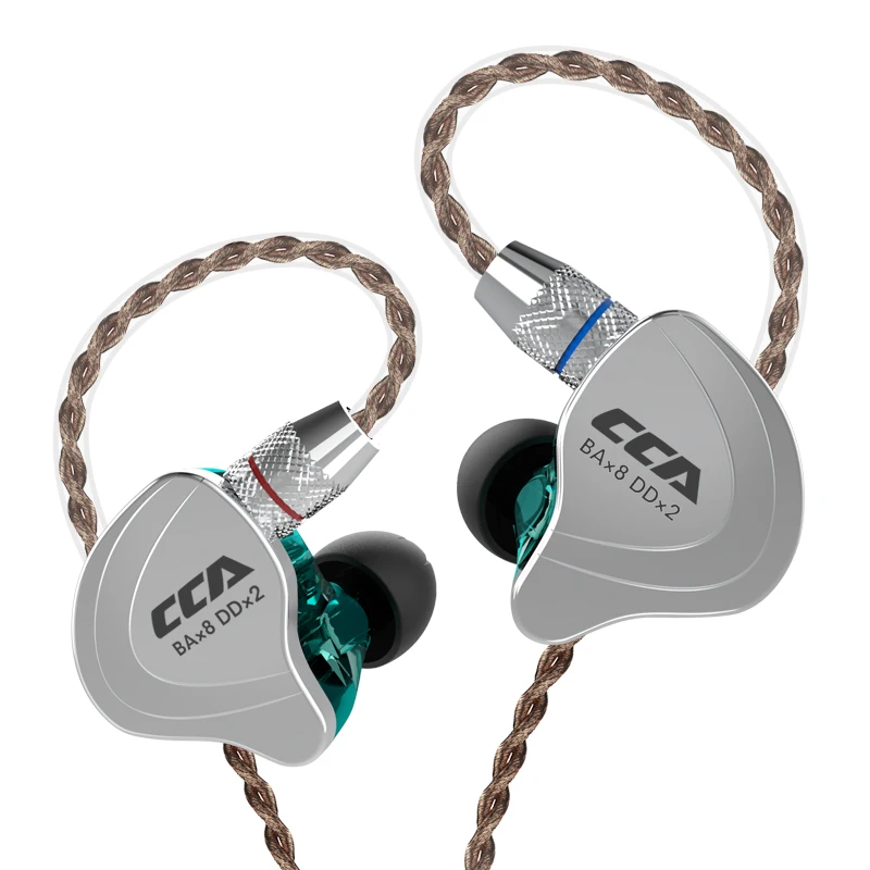 Cyan no microphone CCA C10 4BA+ 1DD гибридный 5 приводной блок в ухо наушник HIFI DJ Monito для бега спортивные наушники гарнитура съемный Отсоединяемый 2PIN кабель - Цвет: Cyan no microphone