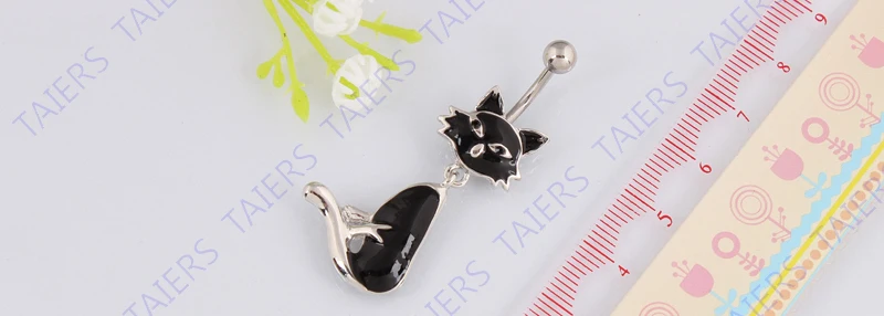 Кольцо для пупка с пуговицами живота черное эпоксидное кольцо пирсинга котов