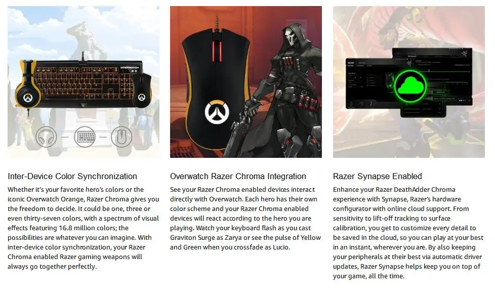 Игровая мышь razer DeathAdder Chroma Overwatch Edition 10000 dpi RGB эргономичная компьютерная Игровая USB Проводная Розничная посылка