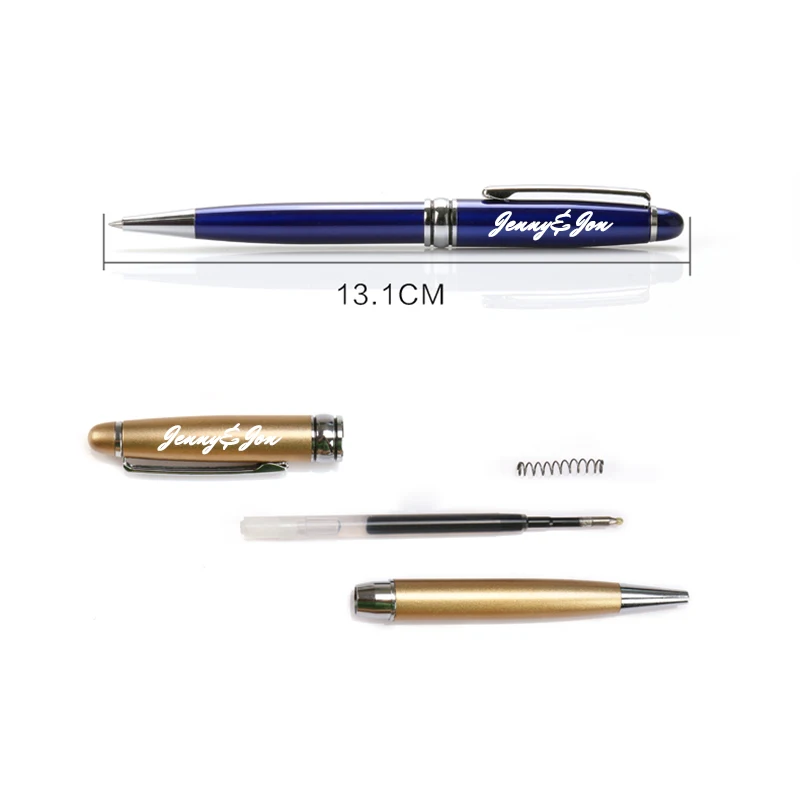 1Set Engrave Names Metal Business Ballpoint Pens Customized Logo Black Gift Box Rotating With Key Chain Refill | Канцтовары для
