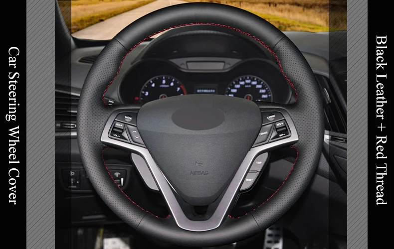 LQTENLEO черная искусственная кожа DIY Ручная прошитая Автомобильная крышка рулевого колеса для Hyundai Veloster