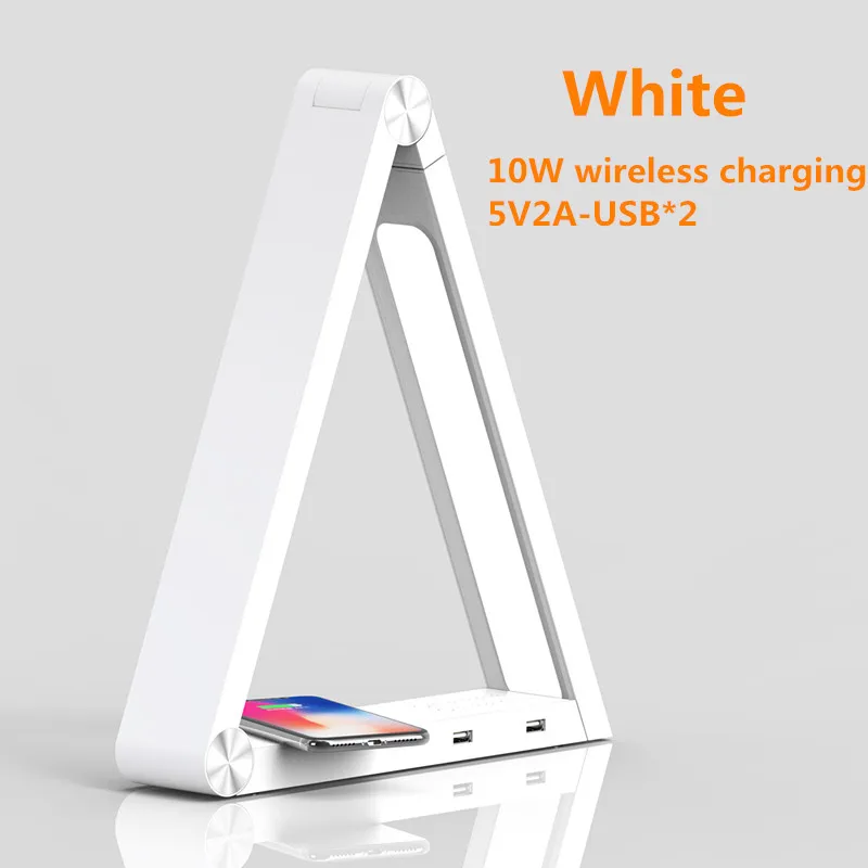 10W charging Светодиодный умный беспроводной зарядный Настольный светильник складной треугольный светильник для чтения Многофункциональная Защита глаз бизнес настольная лампа - Цвет корпуса: 10W charging