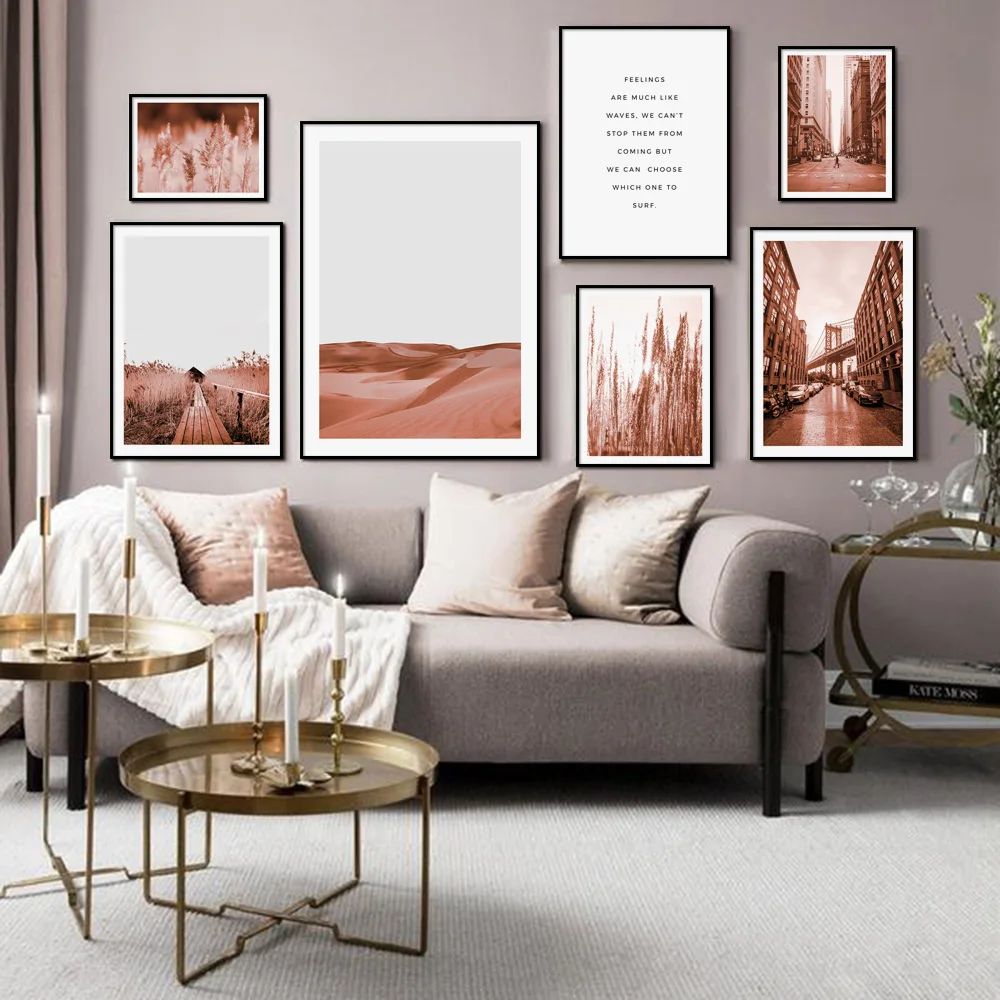 Настенная Картина на холсте в скандинавском стиле тростник пустыня город